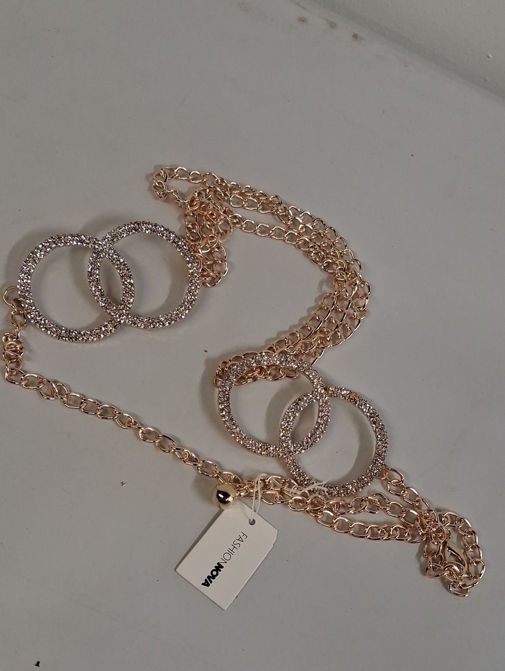 NWT Womens Fashion Nova Gold And Rhinestone Belt